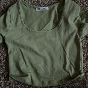 Olive green cropped top